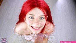 Red head hot BJ and cumshot POV. Making daddy feel good after work