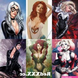 Would you rather be in a foursome with Gwen Stacy Mary Jane Watson and Black Cat or with Harley Quinn Poison Ivy and Catwoman from jackplusjill foursome with mysweetapple Post