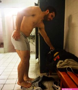 HOT dad bod jock caught in his boxerbriefs in th