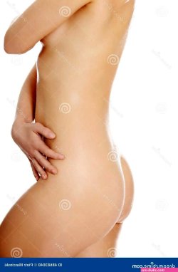 Side View of Naked Female Body Stock Photo