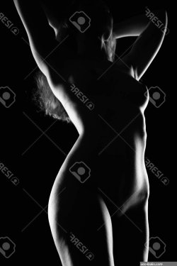 A Beautiful Naked Female Body Worthy Of Admiration In The Light Of The Contour. Black And White Photo. Stock Photo Picture and Royalty Free Image. Image 147454194.