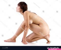 Pose Naked Female Body Profile Stock Photo 64532302