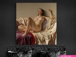 Naked Girl Art Nude Art Woman Oil Paint Textured by Hand Art Print on Canvas Erotic Painting Figurative Art Prints Nude Art Canvas