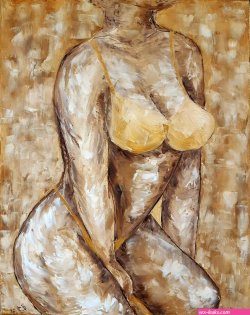 Female Nude Painting Figurative Original Art Faceless Woman Oil Artwork 20 by 16
