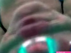 Bikini babes underwater exercise video leads to accidental nip slip on camera