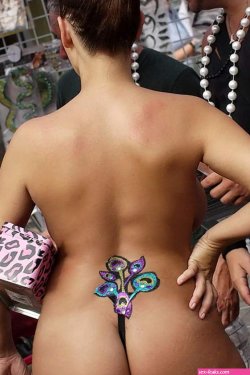 Naked body paint in public