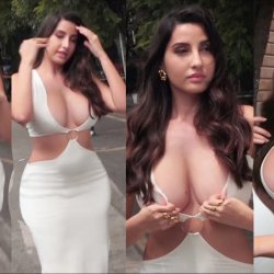 Nora Fatehi Breathtaking Look in Hot White Bodycon Dress