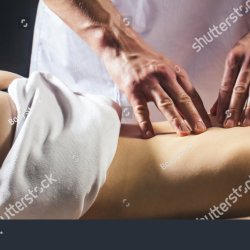 Sexy Massage Man Hands Massage Girl Stock Photo 1249058755