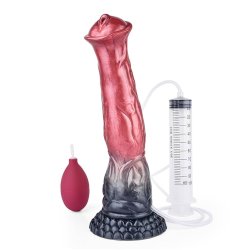 TangQian Realistic horse squirt dildo anal plug butt plug silicone animal horse penis with suction cup sperm spray function anal dildo anal plug with veins G-spot vaginal anal sex toy for women