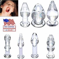 Adult Crystal Glass Dildo Anal Butt Plug G-spot Stimulator Orgasm Sex Toy Couple