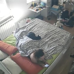 HCM Voyeur: Hacked IP cam solo masturbation