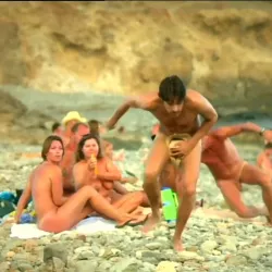 COVERING ERECTION AT NUDE BEACH