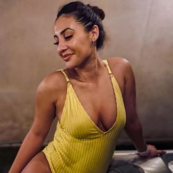 Francia Raisa Boobs In Yellow Swimsuit