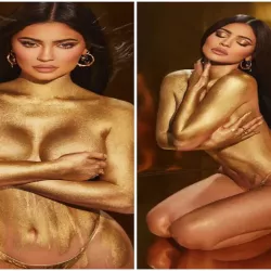 Kylie Jenner Goes Topless With Just Gold Dust All Over Her Body to Launch New Makeup Collection