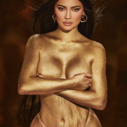 Kylie Jenner is Naked Painted Gold And Wearing Nothing But A Thong