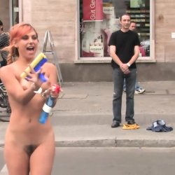 Handcuffed slut paraded stripped naked and made to wash windshields in public