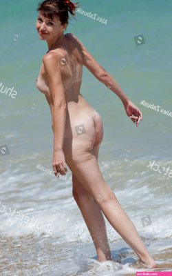 Naked Middle Aged Woman Walking Along Stock Photo 75651016