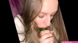 Cucumber blow job. Deepthroat