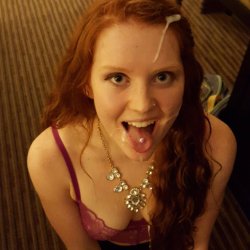 Amateur Redhead Girlfriend with Pierced Tongue Giving Blowjob