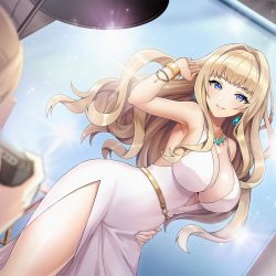 Wallpaper dress anime blue eyes camera blonde big boobs anime girls for mobile and desktop section resolution 2400x1427