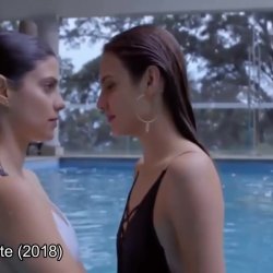 Lesbian movie scenes kissing in the pool compilation
